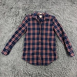 J. Crew Shirt Womens XS Blue Red Plaid Button Up Long Sleeve